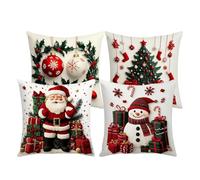 Christmas Pillow Covers - Christmas Cushion Cover, 4 Pieces 18x18 inch Winter Holiday Pillowcase Decor, Couch Cushions Cover | for Living Room Bedroom Indoor Couch Sofa Farmhouse Dorm