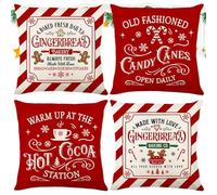 Christmas Pillows Cases, Red Decorative Cushion Covers for Sofa and Bed, Polyester Holiday Throw Pillow Covers with Merry Christmas Design, Festive Home Décor for Couch Furniture Seasonal, 45x45x1cm