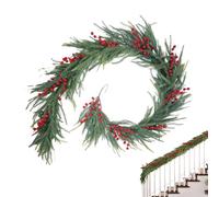 Christmas Pine Garland - PVC, 70,87in Garland Baies Rouges Garlands Accent | Décoration De Vacances Festive De Configuration sans Outm