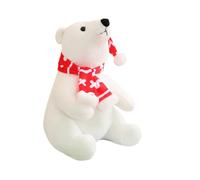 Christmas Polar Bear Plush - Stuffed Animal Soft Doll with Scarf for Kids Girls, Fabric Feature with Decorative Holiday Function, Ideal for Sofa Bedside Living Room Bedroom Nursery Home Gift