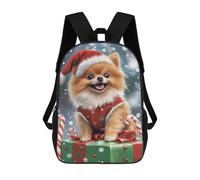 Christmas Pomeranian Dog Decor Sacs À Dos Imprimés En 3D Pour Enfants 17inch Sacs À Dos Tendance Et Décontractés Pour La Journée, Sacs De Voyage, Sacs À Dos D'extérieur Pour Garçons Et Filles