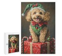 Christmas Poodle Portrait Puzzle 1000 Pièces Educa Jouet en Bois Cadeau Unique Décoration Intérieure Jeu Éducatif Challenge Toy Adultes Et Enfants À Partir De 14 Ans 1000 PCS