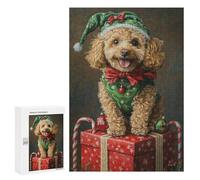 Christmas Poodle Portrait Puzzle 1000 Pièces Educa Jouet en Bois Cadeau Unique Décoration Intérieure Jeu Éducatif Challenge Toy Adultes Et Enfants À Partir De 14 Ans 300 PCS