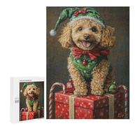 Christmas Poodle Portrait Puzzle 1000 Pièces Educa Jouet en Bois Cadeau Unique Décoration Intérieure Jeu Éducatif Challenge Toy Adultes Et Enfants À Partir De 14 Ans 500 PCS
