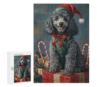 Christmas Poodle with Santa Hat Puzzle 1000 Pièces Educa Jouet en Bois Cadeau Unique Décoration Intérieure Jeu Éducatif Challenge Toy Adultes Et Enfants À Partir De 14 Ans 300 PCS
