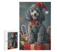 Christmas Poodle with Santa Hat Puzzle 1000 Pièces Educa Jouet en Bois Cadeau Unique Décoration Intérieure Jeu Éducatif Challenge Toy Adultes Et Enfants À Partir De 14 Ans 1000 PCS