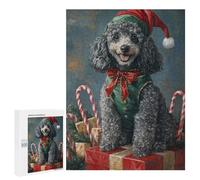 Christmas Poodle with Santa Hat Puzzle 1000 Pièces Educa Jouet en Bois Cadeau Unique Décoration Intérieure Jeu Éducatif Challenge Toy Adultes Et Enfants À Partir De 14 Ans 500 PCS