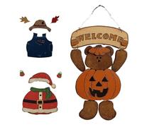 Christmas Porch Sign - 3-Piece Wooden Door Decoration, Festive Holiday Display Set, Rustic Seasonal Wall Hanging for Family Entryway Mantel Garden Yard Party, Christmas Decoration, 17.72x9.84 Inches