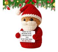 Christmas Positive Crochet Doll - Cute Santa Claus Plush with Card | 12x6x5cm Lightweight 30g Decoration, Coated Paper and Polyester Yarn, Holiday Ornament for Family, Friends, Home Décor Gift