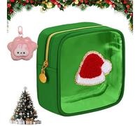 Christmas Preppy Patch Makeup Bags, 12 Pcs Xmas Mini Zippered Pouch, 12-Pack Christmas Mini Clear Zippered Pouch, Pouches Daily Use Storage Purse, for Xmas, New Year, Travel (E)