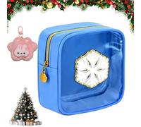 Christmas Preppy Patch Makeup Bags, 12 Pcs Xmas Mini Zippered Pouch, 12-Pack Christmas Mini Clear Zippered Pouch, Pouches Daily Use Storage Purse, for Xmas, New Year, Travel (C)