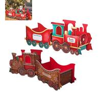 Christmas Presents Trains, Santa's Gift Train, Deliver Holiday Cheer in Style, Whimsical Gingerbread-Style for Hold Presents Candy, Holiday Party Centerpieces Gift Boxes, Family Decor(A+b)