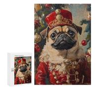 Christmas Pug in Red Uniform Puzzle 1000 Pièces Educa Jouet en Bois Cadeau Unique Décoration Intérieure Jeu Éducatif Challenge Toy Adultes Et Enfants À Partir De 14 Ans 300 PCS