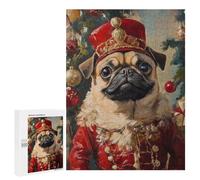 Christmas Pug in Red Uniform Puzzle 1000 Pièces Educa Jouet en Bois Cadeau Unique Décoration Intérieure Jeu Éducatif Challenge Toy Adultes Et Enfants À Partir De 14 Ans 500 PCS
