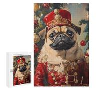 Christmas Pug in Red Uniform Puzzle 1000 Pièces Educa Jouet en Bois Cadeau Unique Décoration Intérieure Jeu Éducatif Challenge Toy Adultes Et Enfants À Partir De 14 Ans 1000 PCS