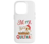 Christmas Quilting Machine with Xmas Light Merry Quiltmas Coque pour iPhone 14 Pro