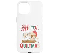 Christmas Quilting Machine with Xmas Light Merry Quiltmas Coque pour iPhone 15