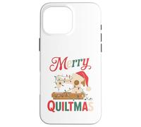 Christmas Quilting Machine with Xmas Light Merry Quiltmas Coque pour iPhone 16 Pro Max