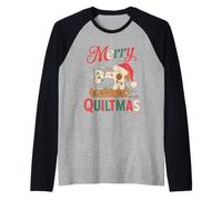 Christmas Quilting Machine with Xmas Light Merry Quiltmas Manche Raglan