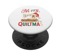 Christmas Quilting Machine with Xmas Light Merry Quiltmas PopSockets PopGrip Adhésif