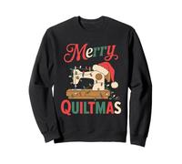 Christmas Quilting Machine with Xmas Light Merry Quiltmas Sweatshirt
