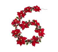 Christmas red flower poinsettia string lights imitation velvet flowers amazon garland decoration waterproof battery box