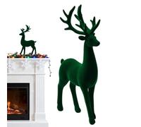 Christmas Reindeer, 3D Resin Flocked Elegant Statue, Holiday Table Decor