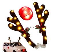 Christmas Reindeer Antlers Car Lights - LED Decor, LED Christmas Car Decorations with Jingle Bells | Cute Illuminated Reindeer Antlers for Cars, Travel, Home, Party, Halloween, Autumn, Festival