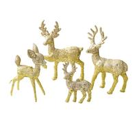 Christmas Reindeer Decorations - 4 Piece Standing Deer Figurine Set | Festive Holiday Animal Statues, Christmas Reindeer Decor Indoor for Home Office Tabletop Desk Bedside Bookshelf