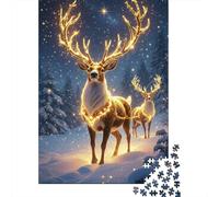 Christmas Reindeer Lights 1000 Piece Adult Jigsaws Glowing Reindeer Educational Games Suitable for Decompression 38x26cm 1000pcs