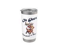 Christmas Reindeer Oh Deer Christmas Is Here Gobelet isotherme en acier inoxydable double paroi