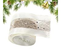 Christmas Ribbon | 6.5 Ft Champagne Color Holiday Ribbonn | Wedding Birthday Celebration Craft Ribbons for Tree, Bows Making, Wreath Supplies, Gift Wrapping Garland, Floral Arrangements