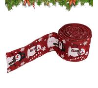 Christmas Ribbon, Cloth 196.85x19.69 Inch - Brown Burlap Ribbon with Snowman Design, Tree, Balloon, Flower, Wired Ribbõn for Crafts Wrapping DIY Craft Sewing Tree Cake Wreath Bow
