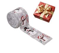 Christmas Ribbon, Cloth 196.85x19.69 Inch - Brown Burlap Ribbon with Snowman Design, Tree, Balloon, Flower, Wired Ribbõn for Crafts Wrapping DIY Craft Sewing Tree Cake Wreath Bow