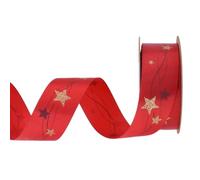Christmas Ribbon Glitter Star Tree Decor for Gift Wrapping | Premium polyester fabric featuring sparkling stars designed for festive gift wrapping Rouge B