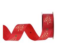 Christmas Ribbon Glitter Star Tree Decor for Gift Wrapping | Premium polyester fabric featuring sparkling stars designed for festive gift wrapping Rouge A