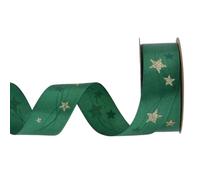 Christmas Ribbon Glitter Star Tree Decor for Gift Wrapping | Premium polyester fabric featuring sparkling stars designed for festive gift wrapping Vert B