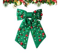 Christmas Ribbon - Holiday hair Barrettes | Rhinestone Pearl with Alloy Frame, Elegant Bow Design, Lightweight Accessory, Seasonal Fashion Accent for Women traditional hair ties