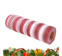 Christmas Ribbon Mesh - 10 Yard Mesh Striped Fabric, Holiday Decoration Roll, Netting Wrapping Supply, DIY Material for Wreaths, Christmas Tree Bows, Table Centerpieces, Home Decor Projects