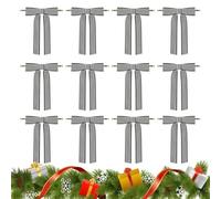 Christmas Ribbons, Wreath Bows, 12 Pieces Striped, Ready Tied Decor, | Tree Trimmings, Seasonal Bows, 12 Count Striped, Pre Tied Adornments, Decorative Accents for Apartment Bedroom Study