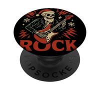 Christmas Rock Skeleton Guitar Edgy Music Holiday PopSockets PopGrip Adhésif