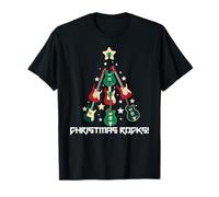 Christmas Rocks Guitares Arbre de Noël Lecteur de Guitare Meme T-Shirt