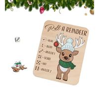 Christmas Roll-a-Reindeer Puzzle Game, Rolls The Dice, Place The Reindeer Pieces According to The Number You Roll - Xmas Wood Puzzle Board Game, Interactive Xmas Puzzles Gift Idea (A)