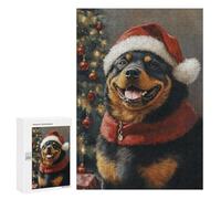 Christmas Rottweiler Portrait -1 Puzzle 1000 Pièces Educa Jouet en Bois Cadeau Unique Décoration Intérieure Jeu Éducatif Challenge Toy Adultes Et Enfants À Partir De 14 Ans 300 PCS