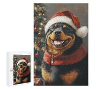 Christmas Rottweiler Portrait -1 Puzzle 1000 Pièces Educa Jouet en Bois Cadeau Unique Décoration Intérieure Jeu Éducatif Challenge Toy Adultes Et Enfants À Partir De 14 Ans 1000 PCS