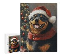 Christmas Rottweiler Portrait -1 Puzzle 500 Pièces Educa Jouet en Bois Cadeau Unique Décoration Intérieure Jeu Éducatif Challenge Toy Adultes Et Enfants À Partir De 14 Ans 500 PCS