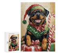 Christmas Rottweiler with Presents -2 Puzzle 1000 Pièces Educa Jouet en Bois Cadeau Unique Décoration Intérieure Jeu Éducatif Challenge Toy Adultes Et Enfants À Partir De 14 Ans 300 PCS