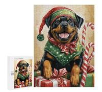 Christmas Rottweiler with Presents -2 Puzzle 1000 Pièces Educa Jouet en Bois Cadeau Unique Décoration Intérieure Jeu Éducatif Challenge Toy Adultes Et Enfants À Partir De 14 Ans 500 PCS