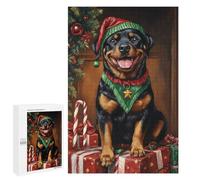 Christmas Rottweiler with Presents Puzzle 1000 Pièces Educa Jouet en Bois Cadeau Unique Décoration Intérieure Jeu Éducatif Challenge Toy Adultes Et Enfants À Partir De 14 Ans 1000 PCS