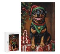 Christmas Rottweiler with Presents Puzzle 1000 Pièces Educa Jouet en Bois Cadeau Unique Décoration Intérieure Jeu Éducatif Challenge Toy Adultes Et Enfants À Partir De 14 Ans 300 PCS